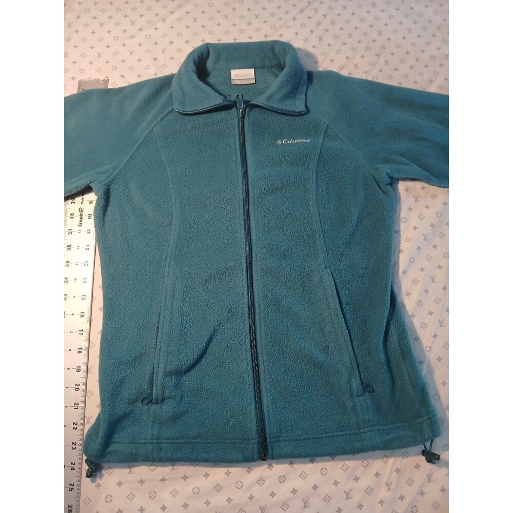 Columbia Sweater Women Small Teal  Fleece Full Zip Long Sleeve Sweatshirt Size S